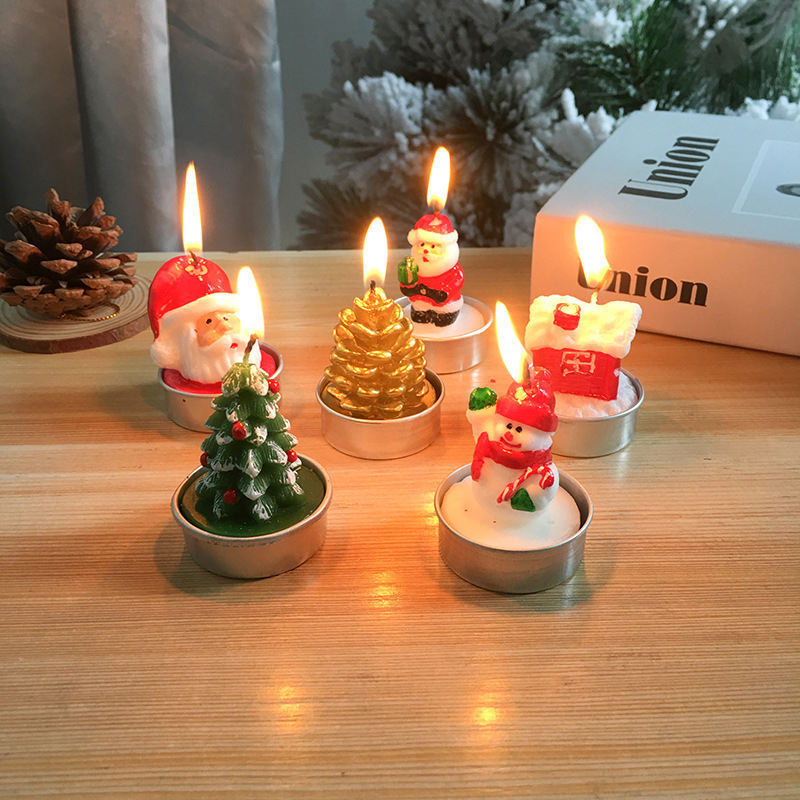 Santa Claus Vela Cera Parafina De Navidad Paraffin Wax Kerzen Christmas Tree Candle Gift Set For New Year Christmas Decoration