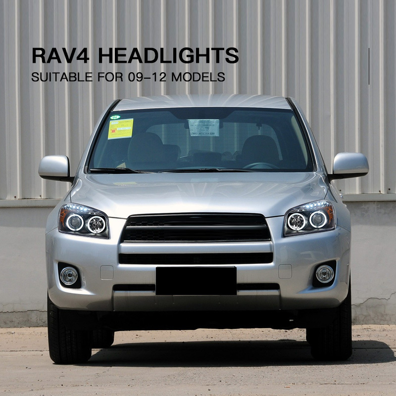 Suitable for Toyota 09-12 RAV4 headlight assembly modified bifocal lens xenon angel eye LED daytime running light