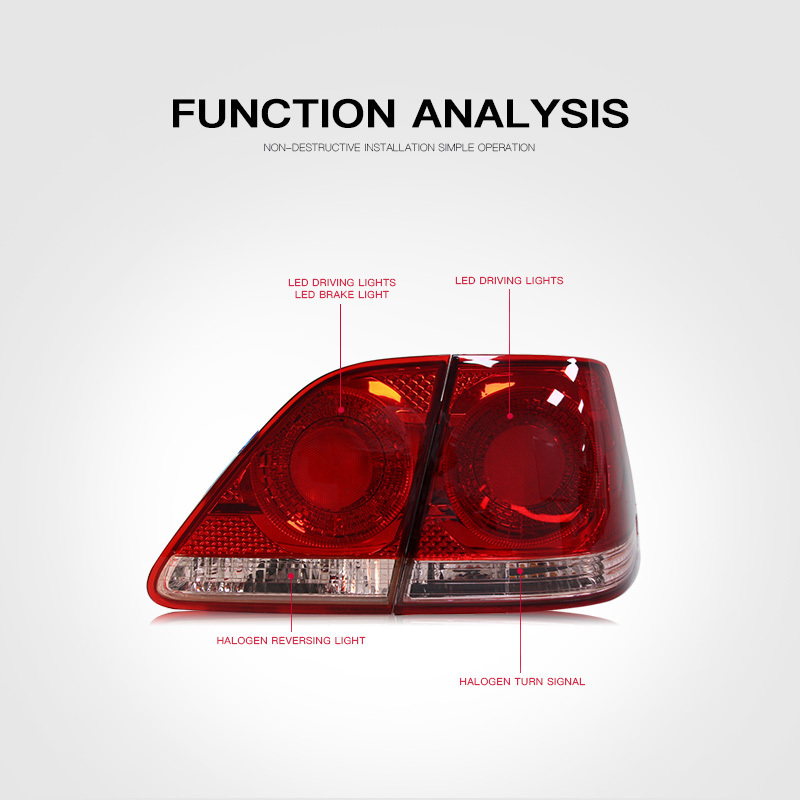 For TOYOTA Crown Victoria LED Taillight Back Rear Lamp 2003-2009 Year With Dynamic Turning