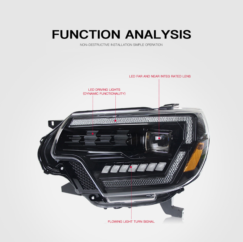 LED Headlight for Toyota Tacoma 2012-2015 LED Front Headlights Replacement DRL Daytime light Projector Facelift