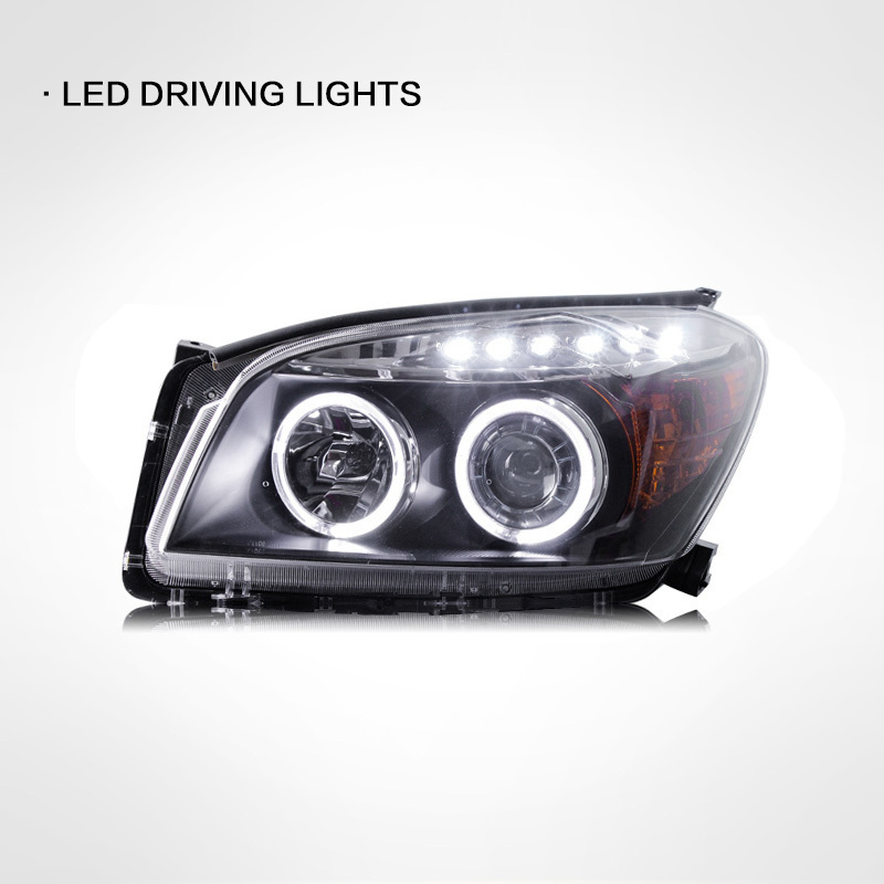 Suitable for Toyota 09-12 RAV4 headlight assembly modified bifocal lens xenon angel eye LED daytime running light