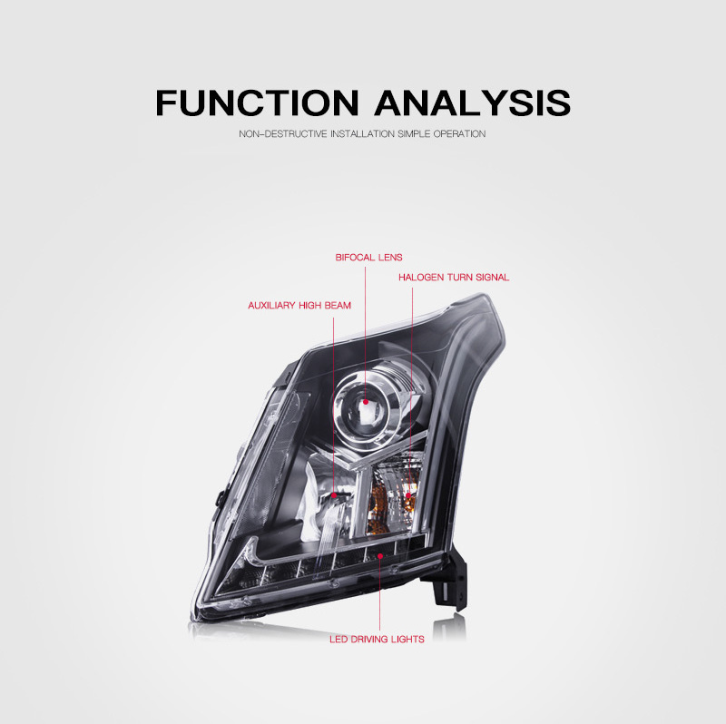 Suitable for Cadillac SRX2010-2015 headlight assembly modification LED daytime running light lens xenon headlight