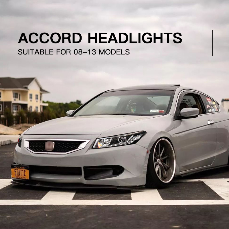 Suitable for Honda 8th generation Accord headlight assembly modified bifocal lens xenon lamp LED daytime running light angel eye