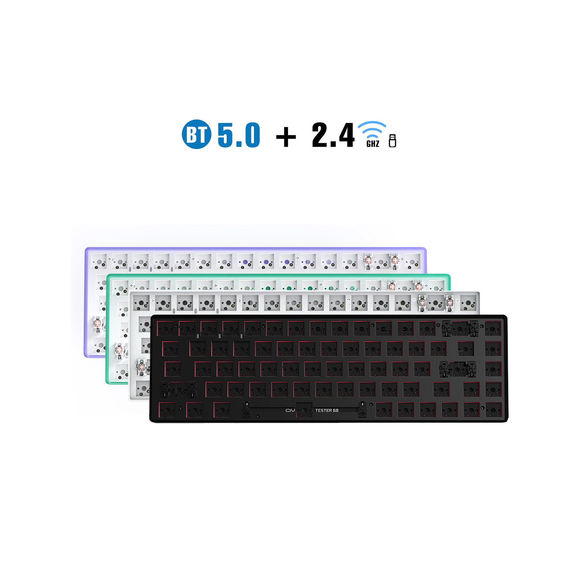 CIY TESTER68 Mechanical Keyboard Kit Dual-mode BT 5.0 Wireless 2.4g Hot Swap DIY Switch Tester 68 keys keyboard kit shaft