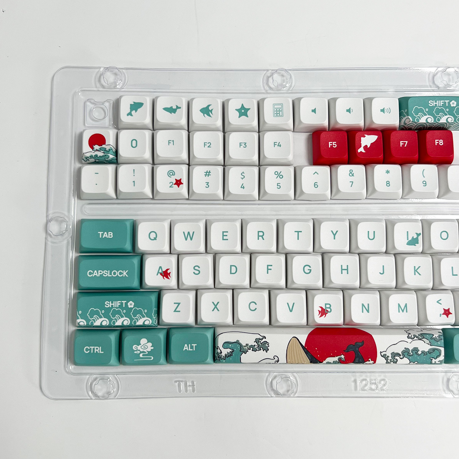 Cool Coral Sea XDA Dye-sub PBT keycaps for 61 68 84 87 81 96 98 104 10 keys mechanical keyboard customized shark keycaps switch