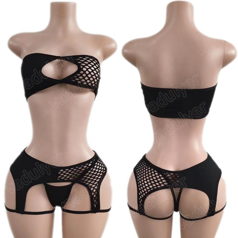 Wholesale Exotic Dancewear Customize Fishnet Diamond Stripper Clothes with Thongs