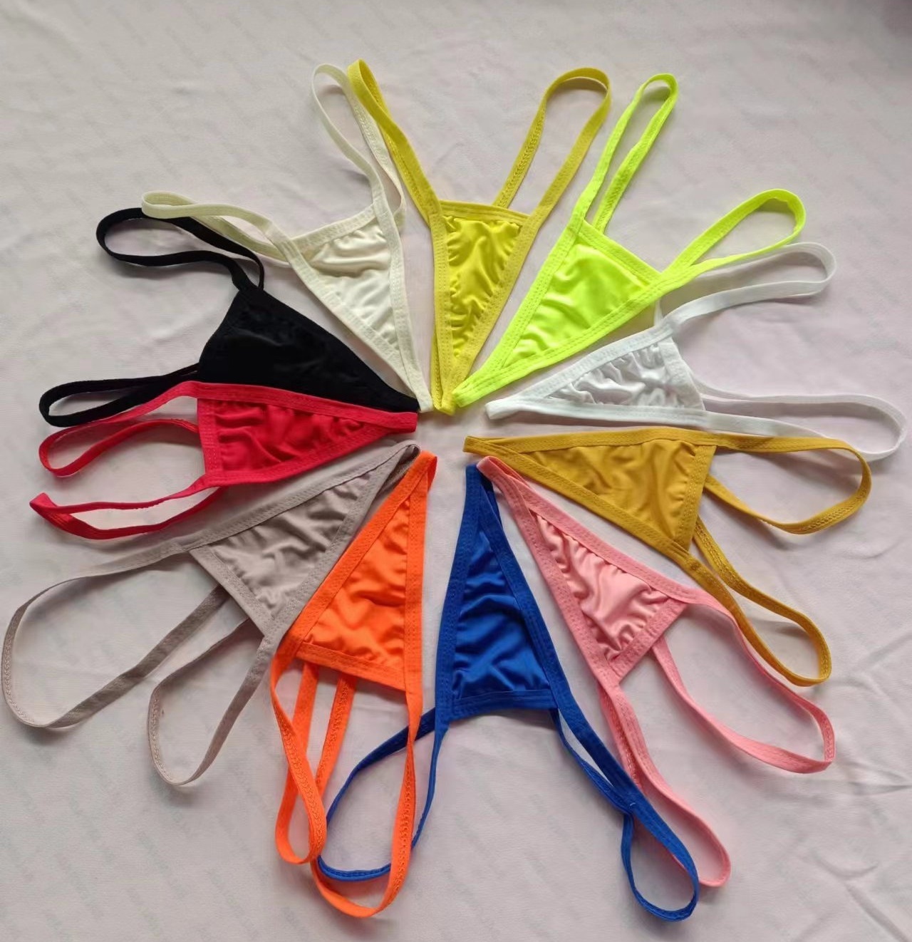 Ailangke Wholesale Customize Cheap Stripper Mini Thong Bottom Stage Dancers Thongs with Triangle Back