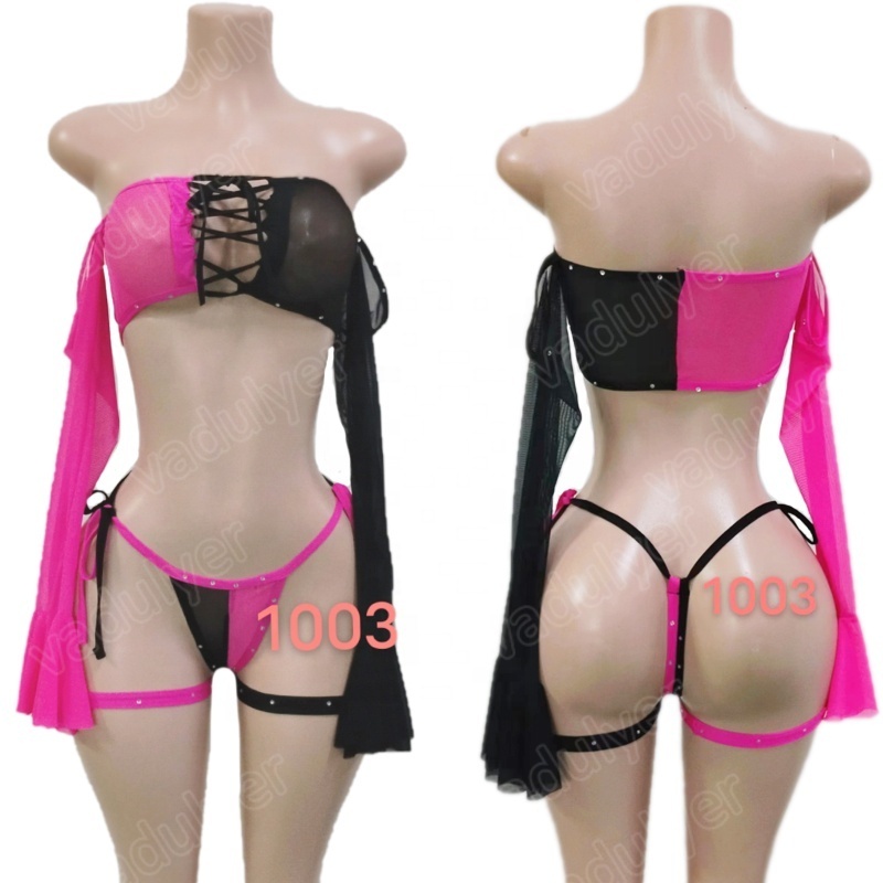 Wholesale Customize OEM Lower Price Diamond Fishnet Exotic Dance Wear