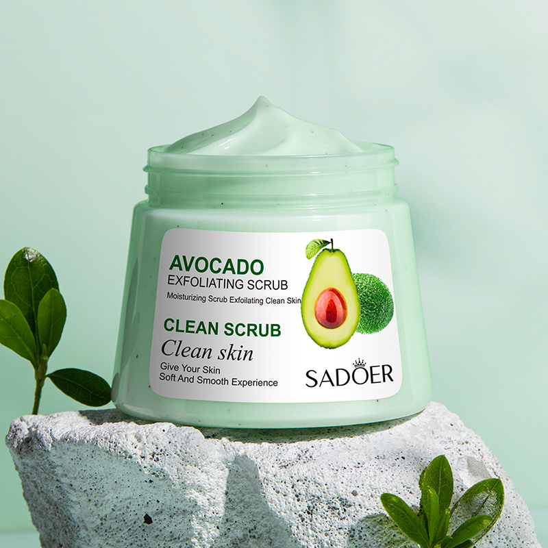 Wholesale Private Label SADOER Bamboo Charcoal Exfoliating Scrub Organic Avocado Extract Vitamin E Whitening Body Scrub