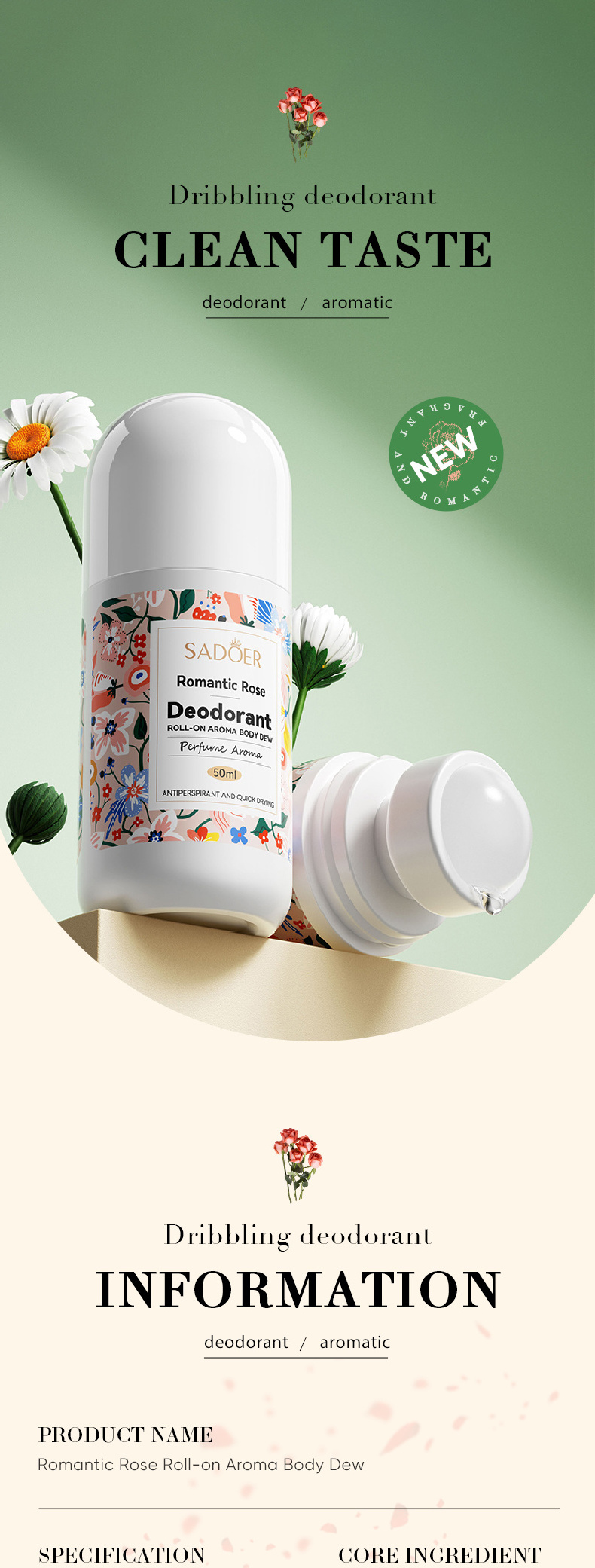 OEM SADOER deodorant rose orchid wind chimes fragrance natural roll on other deodorant & antiperspirant