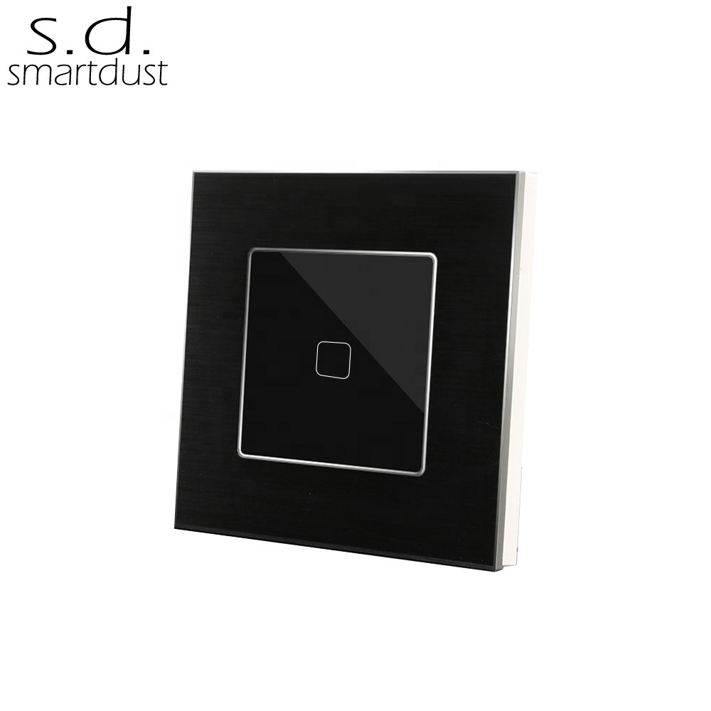 Smartdust Villa Interruptor Tactil 2 Way 1 Gang Glass Panel Aluminum Frame Wall Smart Home Light Touch Switch