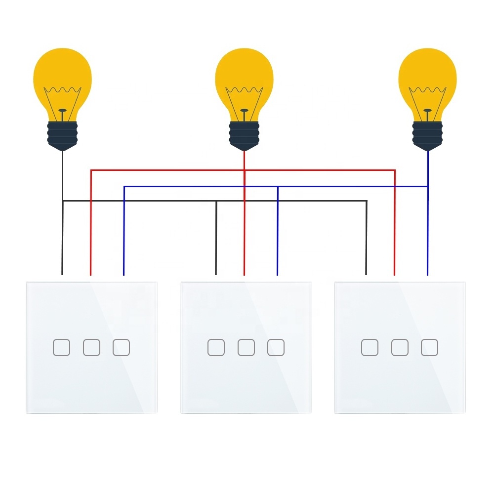 Smartdust Home Decorative Crystal Glass Panel 3 Gang 2 Way Touch Screen Interruptor Tactil Light Switch