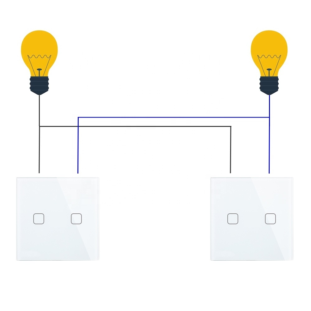 Smartdust High End Interruptor Tactil 2 Way 2 Gang Touch Switch Glass Panel Screen Stair Wall Light Touch Switch