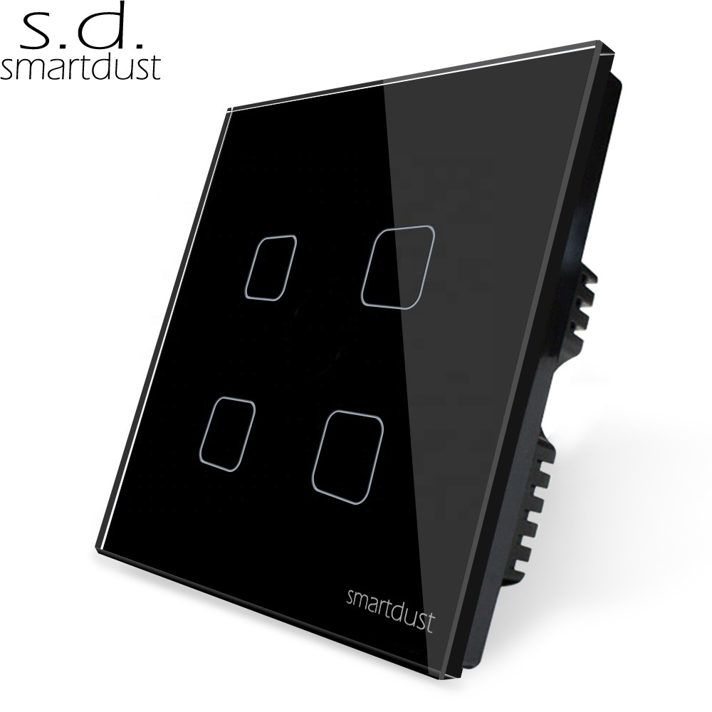 Smartdust UK Standard Africa 4 Gang Smart Automation Home Glass Panel Luxury LED TUYA EWelink WiFi Touch Light Switch