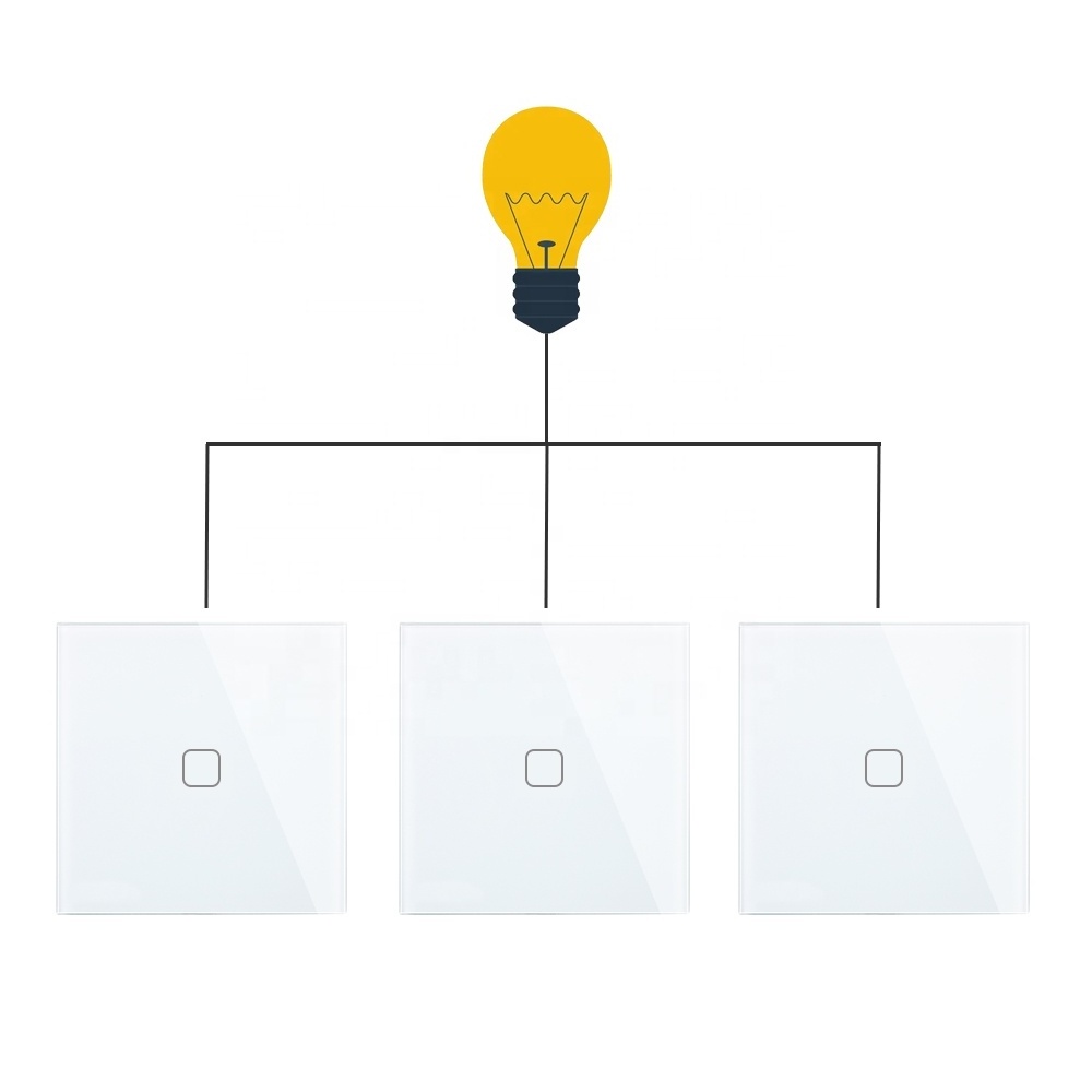 Smartdust Villa Interruptor Tactil 2 Way 1 Gang Touchswitcher Glass Panel Screen Wall Smart Home Light Touch Switch