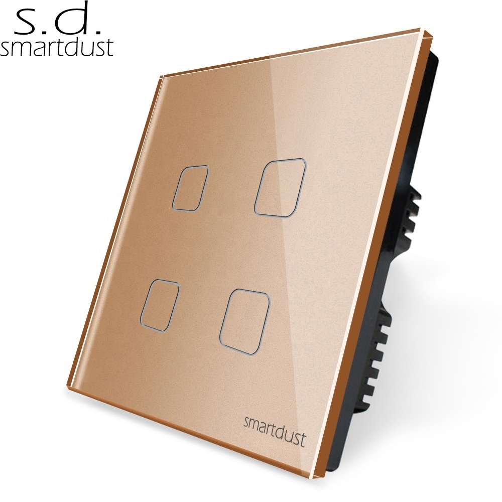 Smartdust UK Standard Africa 4 Gang Smart Automation Home Glass Panel Luxury LED TUYA EWelink WiFi Touch Light Switch