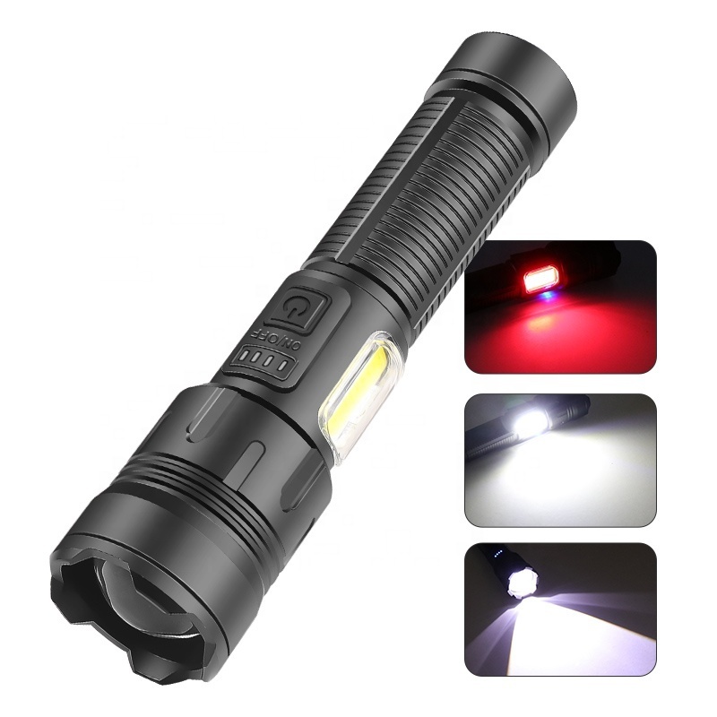 Long Beam Distance Flashlight 1800mah Built-in Battery Rechargeable Torch Light Red Light Flash Light 30W White Laser 1000 Meter