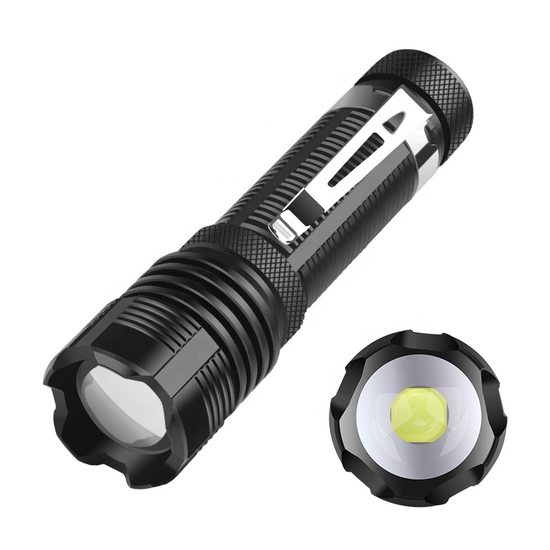 Camping LED Flashlight 2000 Lumen Zoom Focus Lantern Mini LED Torch Long Working Time AA Batteries Flashlights EDC with Clip