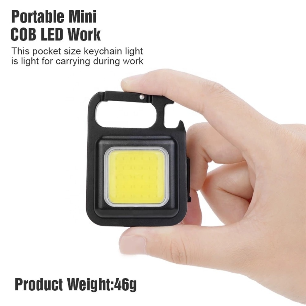 Multifunction Outdoor Portable COB Flash Light USB C Chargeable Work Light Inspection Light Camping Mini Led Keychain Flashlight