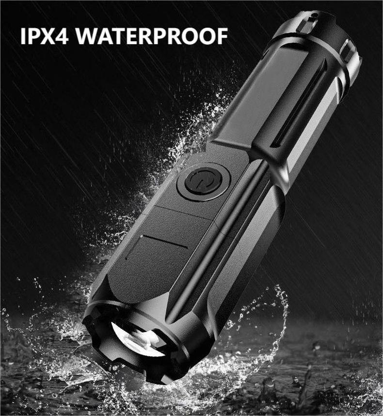 High Lumen Torch Lantern 500lm 800mAh Built-in Battery Waterproof LED Flashlights Zoom Focus for Camping Fishing