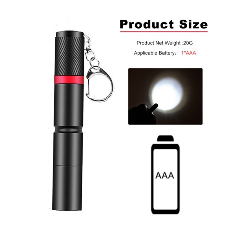 Portable Keychain Flashlight Mini AAA Battery Torch Light Small Size EDC Flash Lights 3 modes Waterproof Handheld Lantern