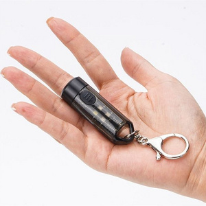 Portable Mini Size EDC Flashlight with UV Light Color ABS Shell Type C Rechargeable Keychain Torch Lights for Emergency