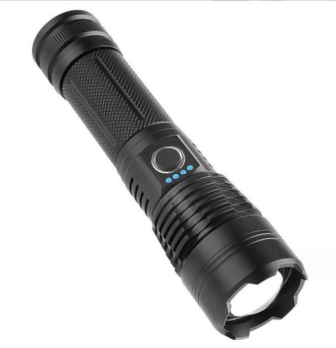 High Power P50 LED 2000 Lumen Tactical Flashlight Type C Rechargeable Waterproof Zoom Torch Light with Power Bank for Emergency