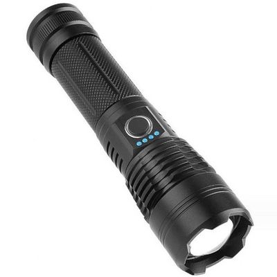 High Power P50 LED 2000 Lumen Tactical Flashlight Type C Rechargeable Waterproof Zoom Torch Light with Power Bank for Emergency