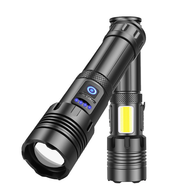 High Power Torch Lights Aluminum Alloy 5000 Lumen P160 LED Flashlight Waterproof Zoom Focus Power Bank Torch Lantern for Camping