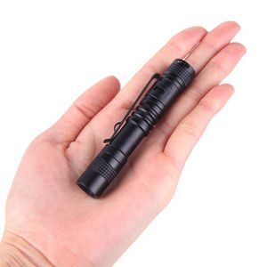 Portable Pocket Flashlight with Pen Clip Aluminum Body AAA Dry Battery Powered Small Size Handheld Torch Lights for Emergency