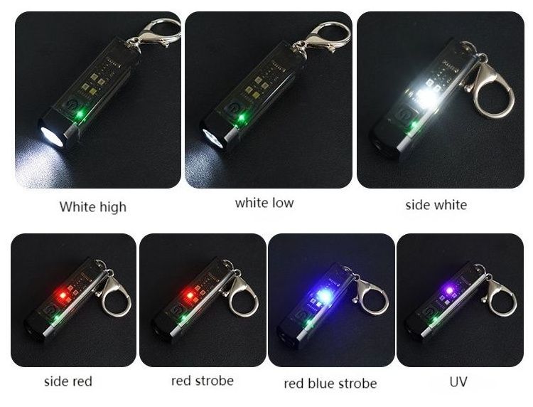 New Arrival Mini EDC Flashlight 7 Work Modes with UV Light Type C Rechargeable ABS Flash Lights with Magnet Keychain