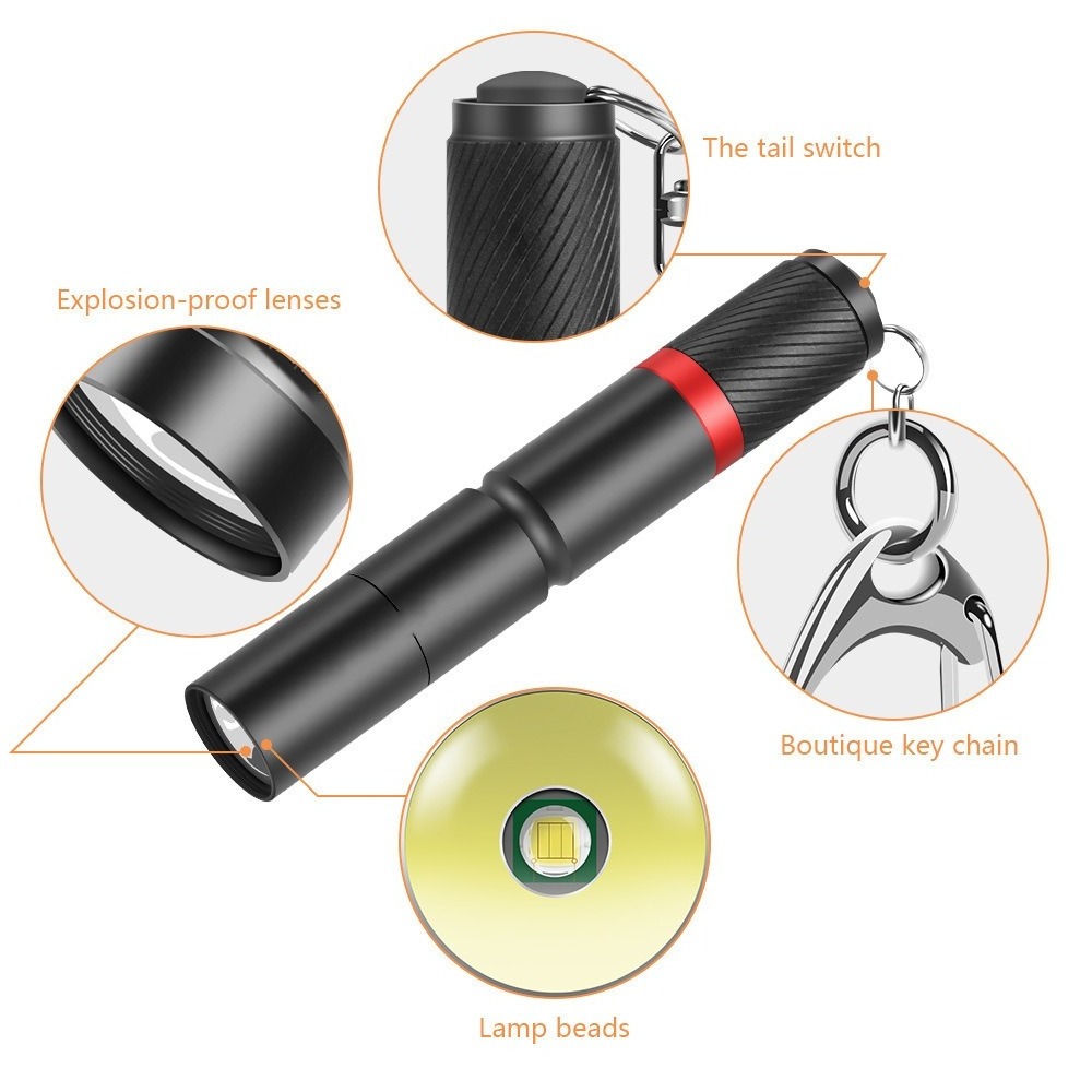 Portable Keychain Flashlight Mini AAA Battery Torch Light Small Size EDC Flash Lights 3 modes Waterproof Handheld Lantern