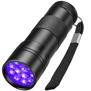 Mini Size Portable UV Flashlight 12 LED AAA Battery 395nm Ultraviolet Light Fluorescence Detector Torch Light