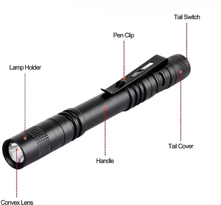 Portable Mini Size Aluminum Alloy Torchlight AAA Dry Battery Slim LED Flashlight Pen Clip EDC Flash Lights for Doctor