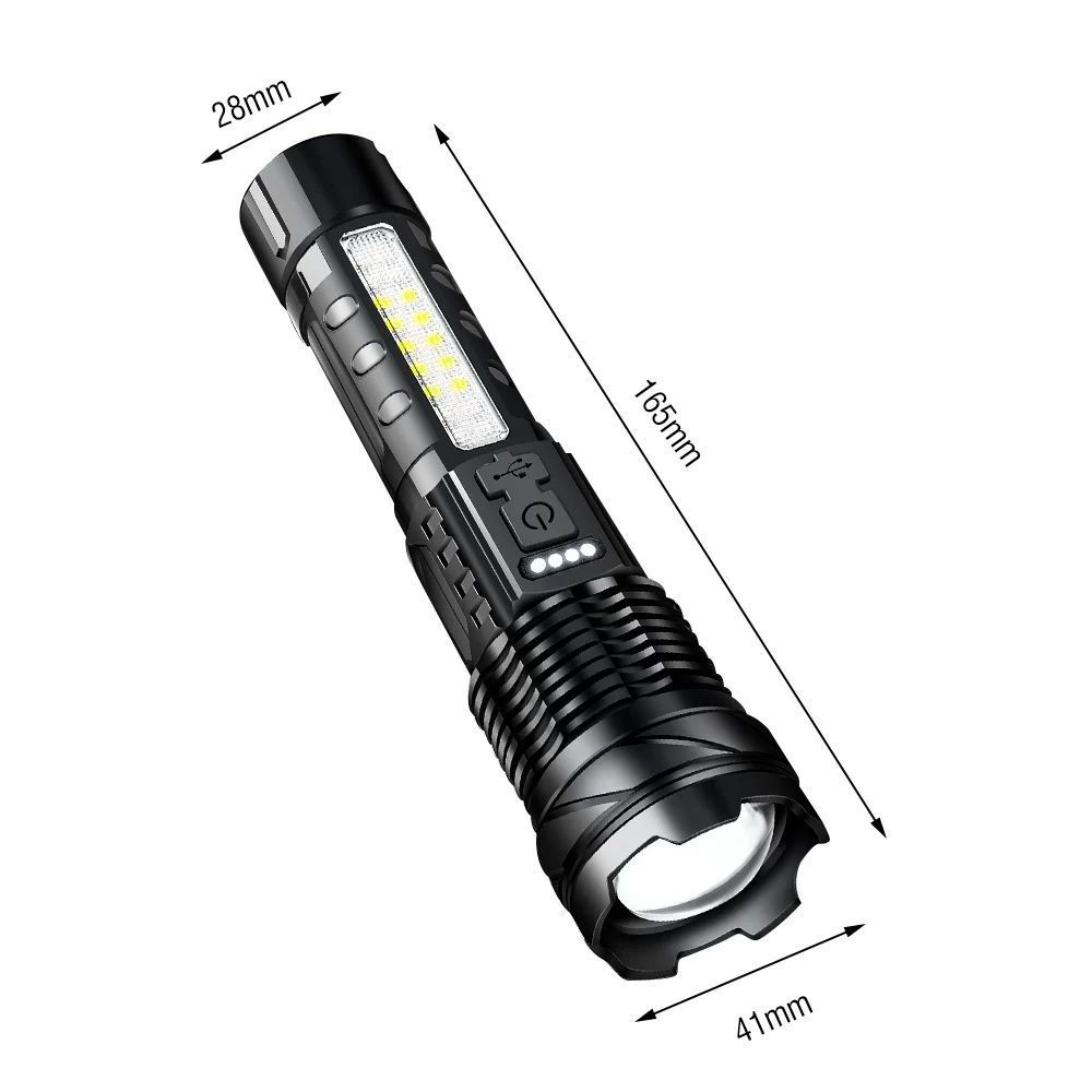 In Stock HighPower Flashlight 2000 Lumen LED Zoom Focus Power Display Handheld Torch Type C Rechargeable Flash Light for Camping