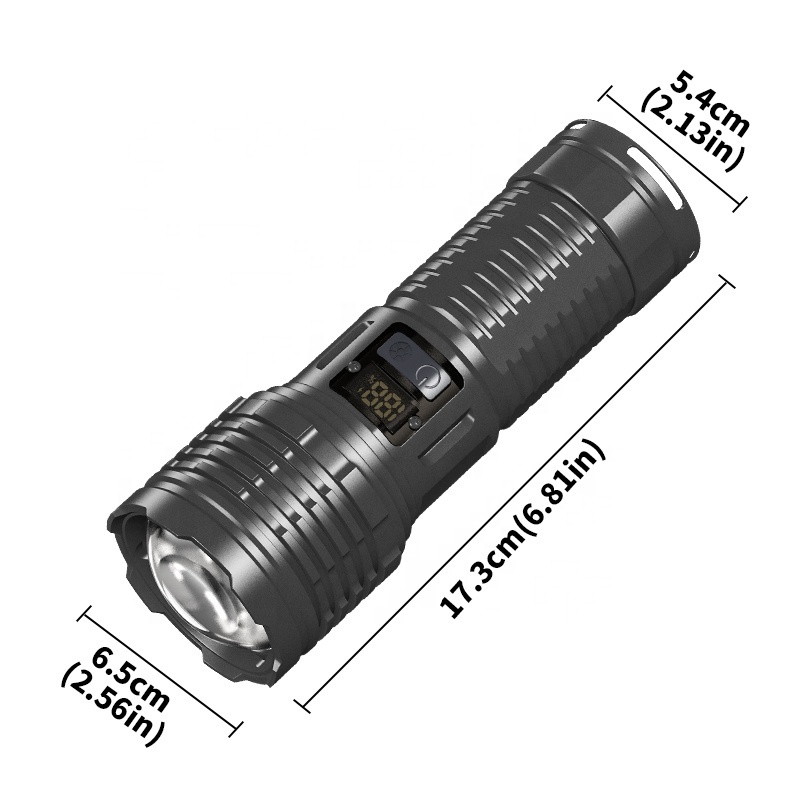 High Lumen Handheld Searchlight 1500m Beam Range 60W Laser Flashlight Telescopic Zoomable Power Bank Rechargeable LED Lights