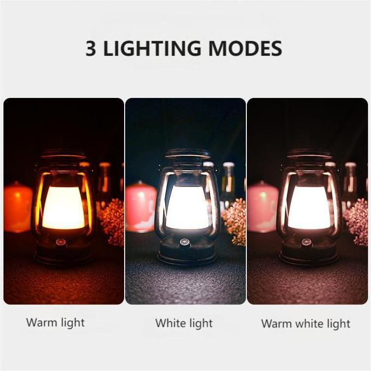 Popular Retro Rechargeable Camping LED Light Warm/White Adjustable Camping Light Portable Waterproof Lanterns for Tent