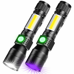 3 in 1 Portable UV Flashlight White/Red/Purple Light Color Zoomable Torch Light Tail Magnet Handheld Work Lamps