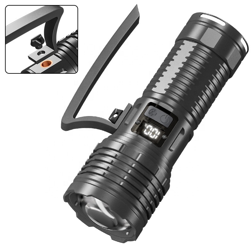 High Lumen Handheld Searchlight 1500m Beam Range 60W Laser Flashlight Telescopic Zoomable Power Bank Rechargeable LED Lights