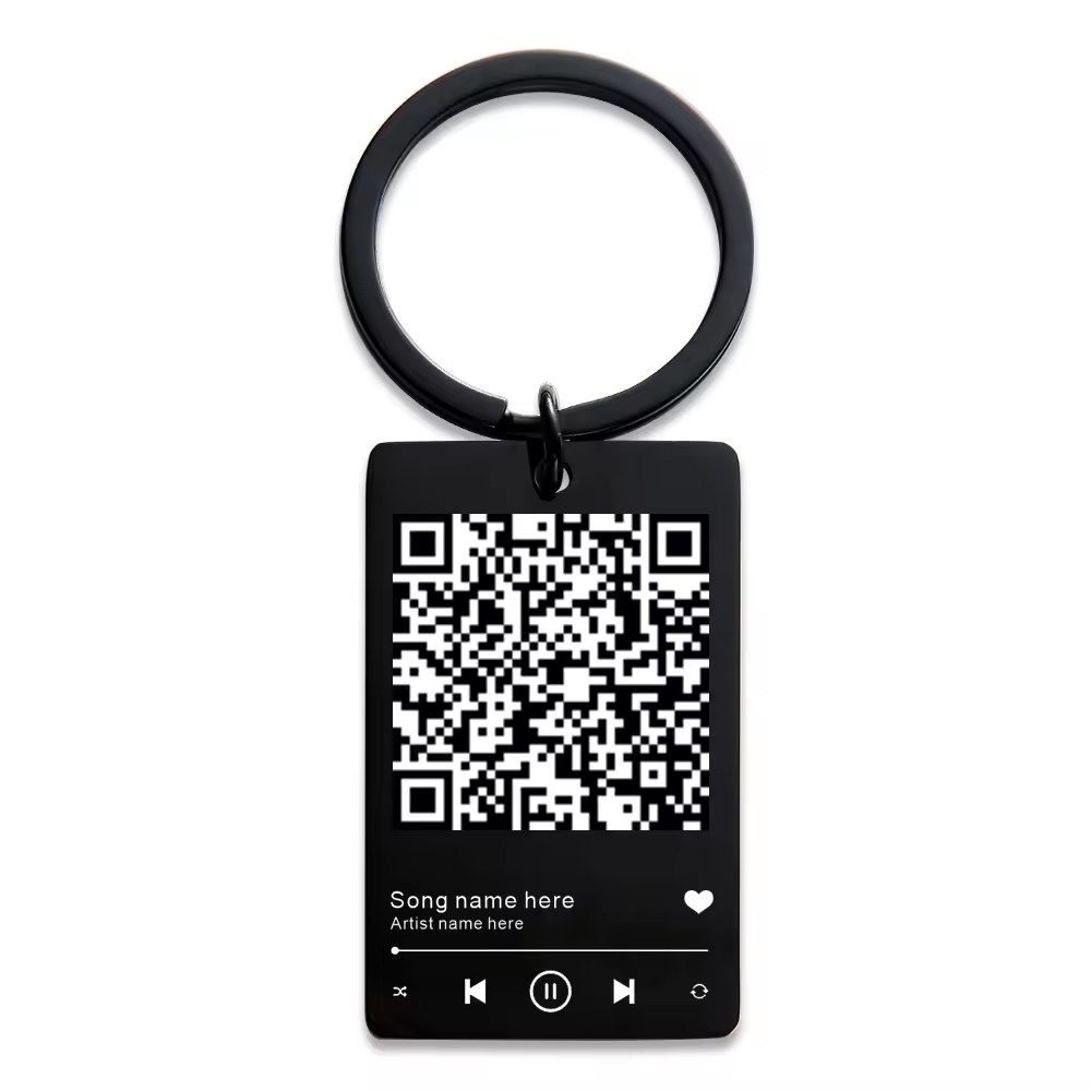 Factory Price Custom QR Code Keychain Favourite Song QR Scan Keyring Spotify Music Keychain