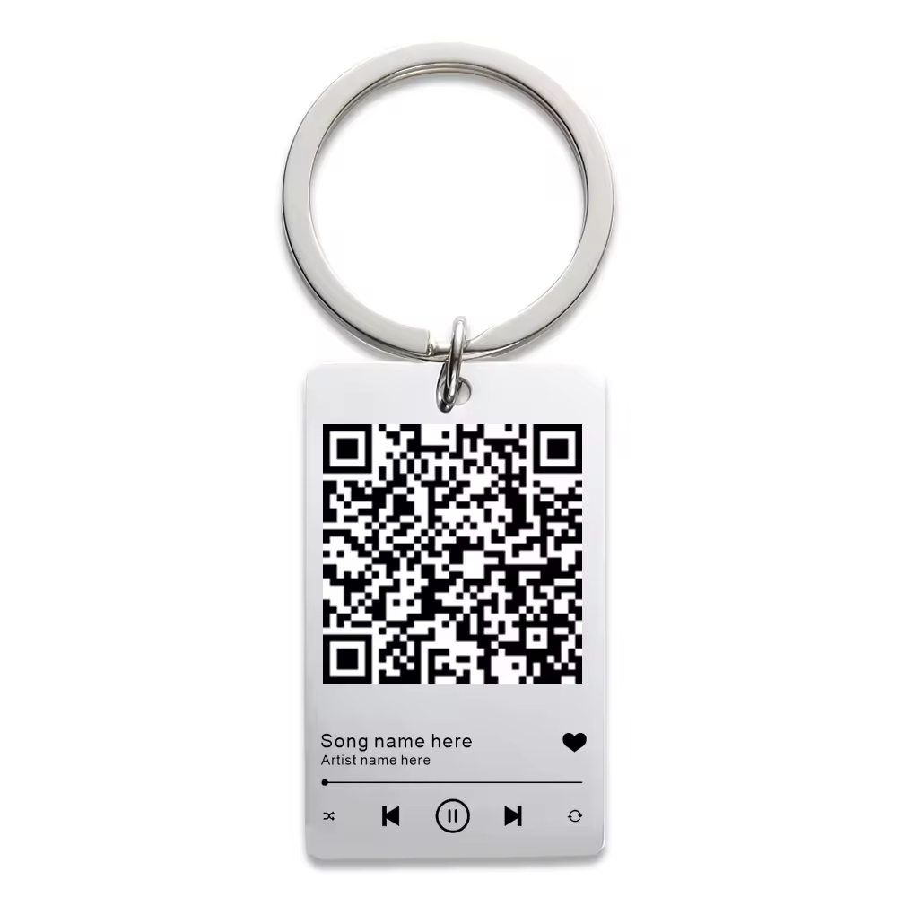 Factory Price Custom QR Code Keychain Favourite Song QR Scan Keyring Spotify Music Keychain