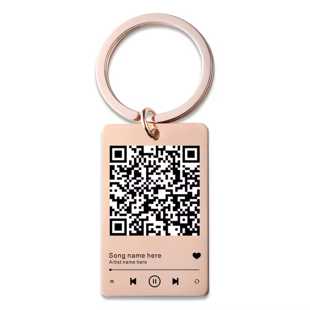 Factory Price Custom QR Code Keychain Favourite Song QR Scan Keyring Spotify Music Keychain