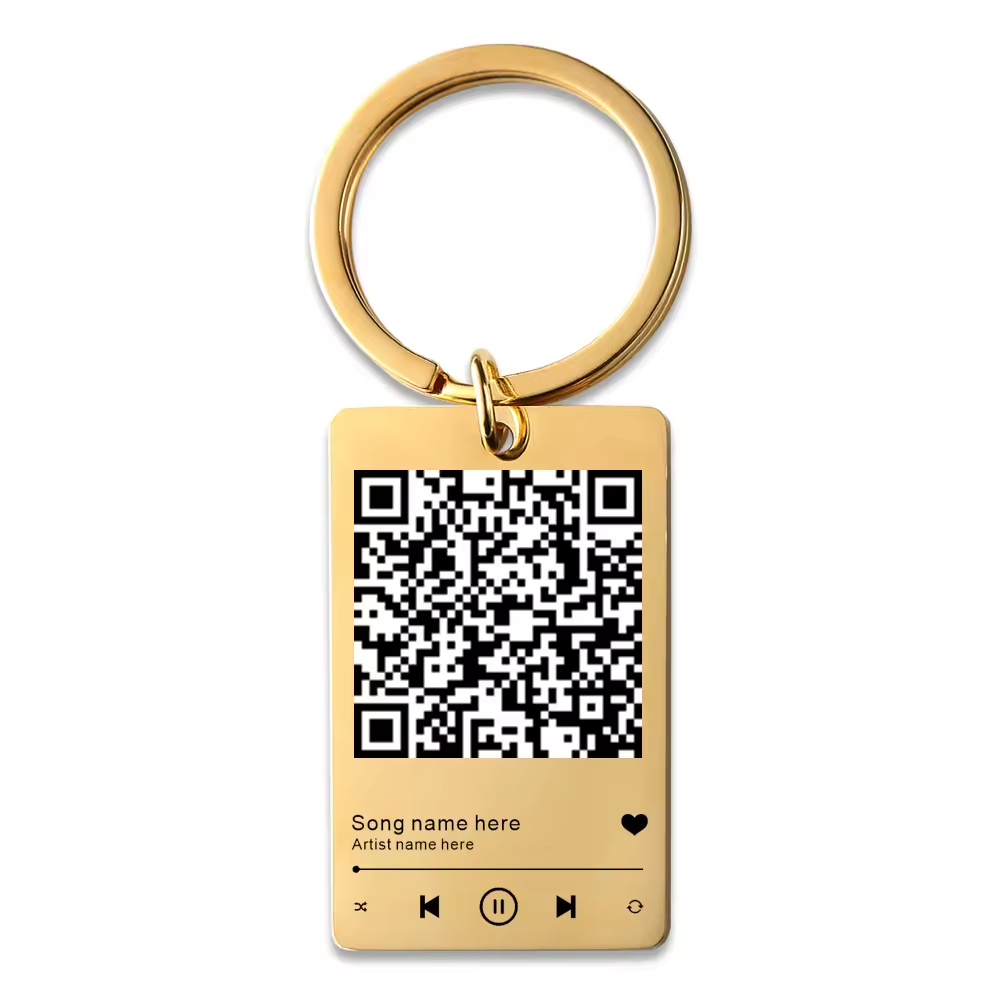 Factory Price Custom QR Code Keychain Favourite Song QR Scan Keyring Spotify Music Keychain