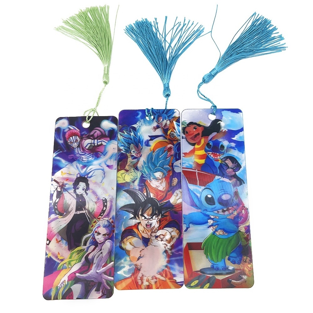 Custom promotional gift set 3d animal lenticular shape plastic bookmark 3d flip anime stationery bookmarks