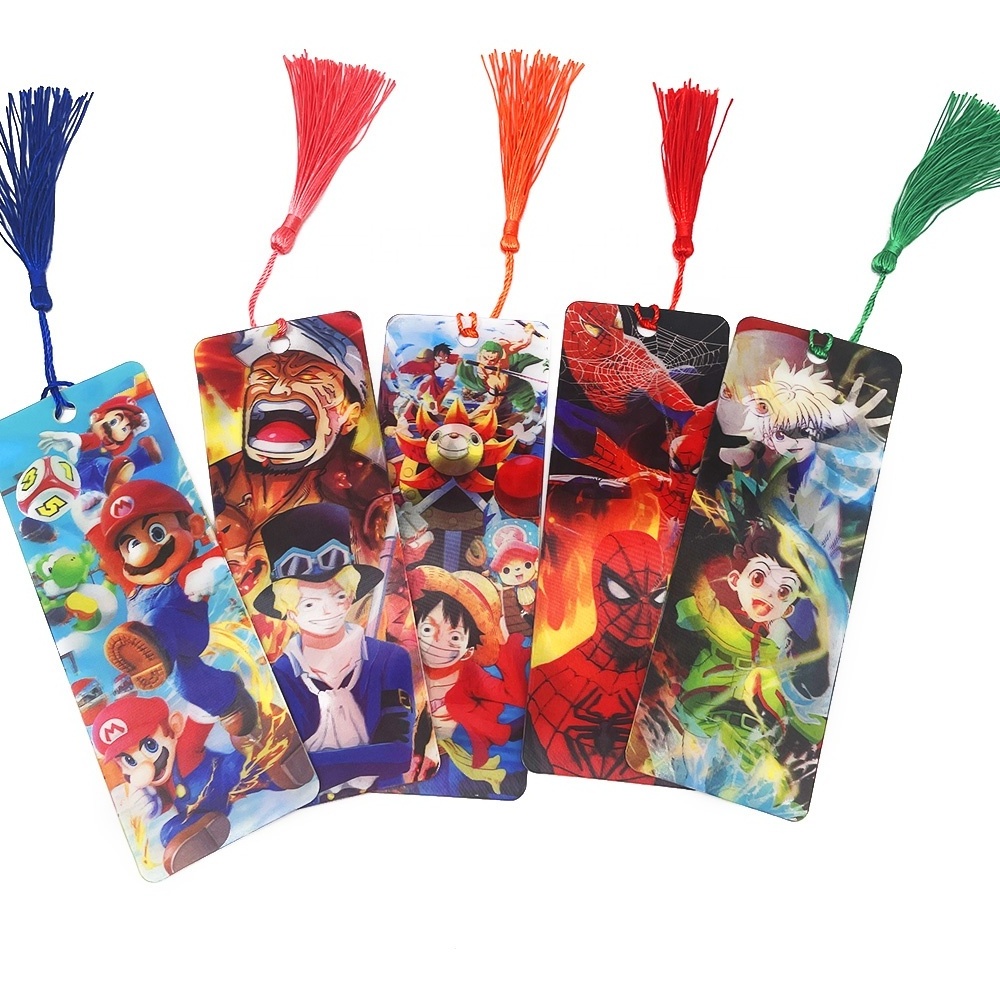 Custom promotional gift set 3d animal lenticular shape plastic bookmark 3d flip anime stationery bookmarks