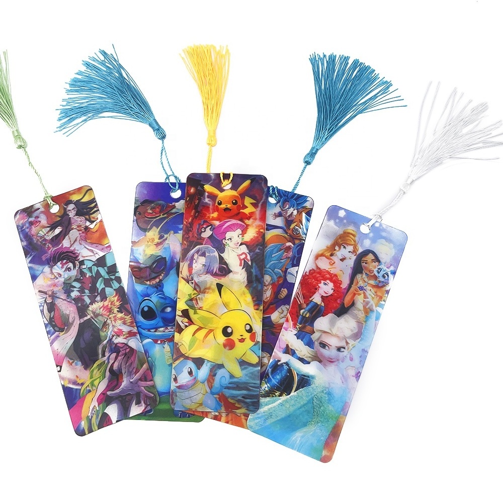 Custom promotional gift set 3d animal lenticular shape plastic bookmark 3d flip anime stationery bookmarks