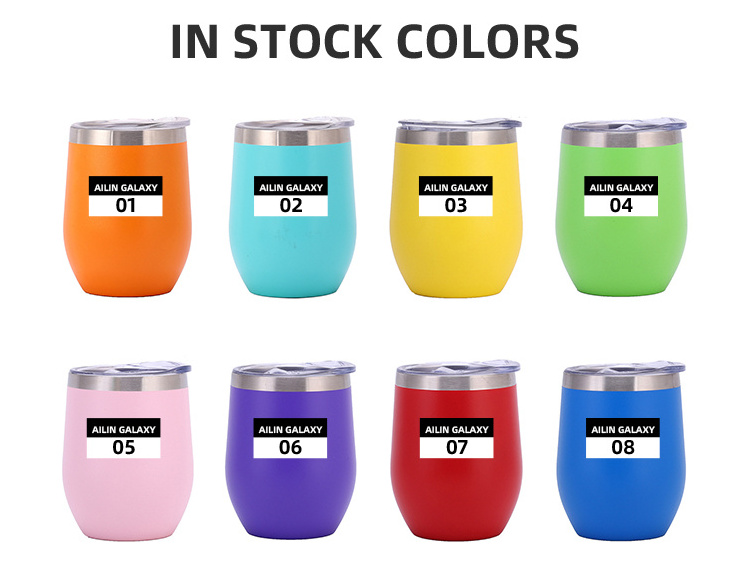 Ailingalaxy 12oz custom wine tumbler logo stainless steel cup wholesale customized insulated bottle with lids and straws bulk