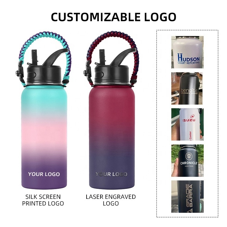 AilinGalaxy Custom 12oz 32 oz 40oz Colorful Double Wall Vacuum Flask De Agua Gym Sports Insulated Stainless Steel Water Bottles