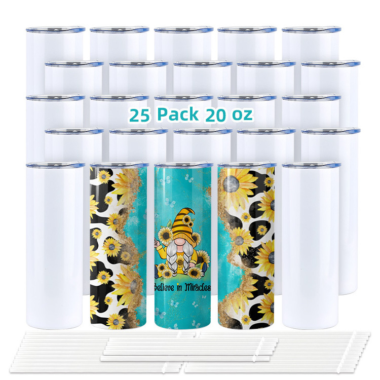 US warehouse 20 oz tumbler sublimation straight with rubber wholesale bulk 20oz sublimation blanks bulk skinny tumbler