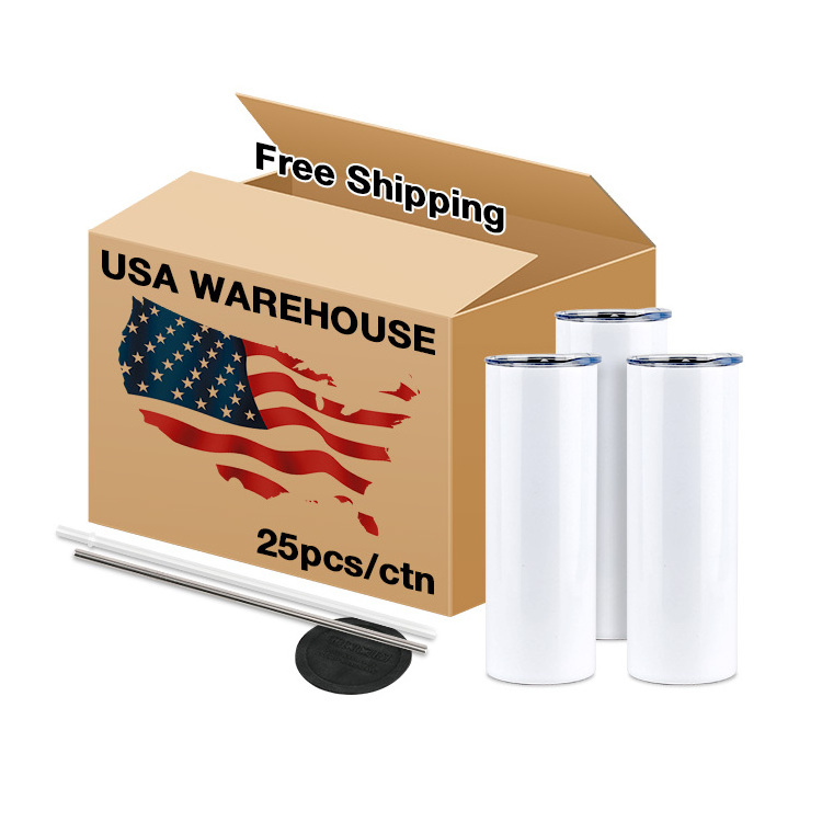 US warehouse 20 oz tumbler sublimation straight with rubber wholesale bulk 20oz sublimation blanks bulk skinny tumbler